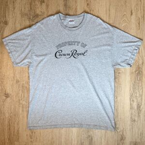 Vintage Crown Royal Graphic T-Shirt Property Of Gray XL Hanes Heavyweight